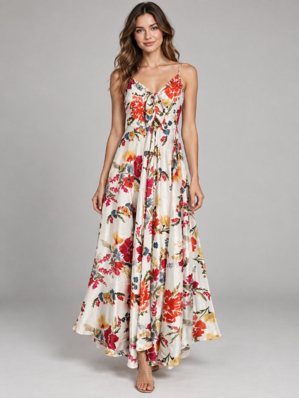 Cara White Multicolor Floral Maxi Dress